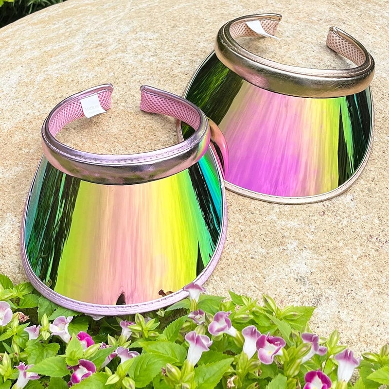 Beevarn Store 2 Pack Sun Visor Hats Women Men Clip-on Iridescent Clear Sport Outdoor Cap - Image 4